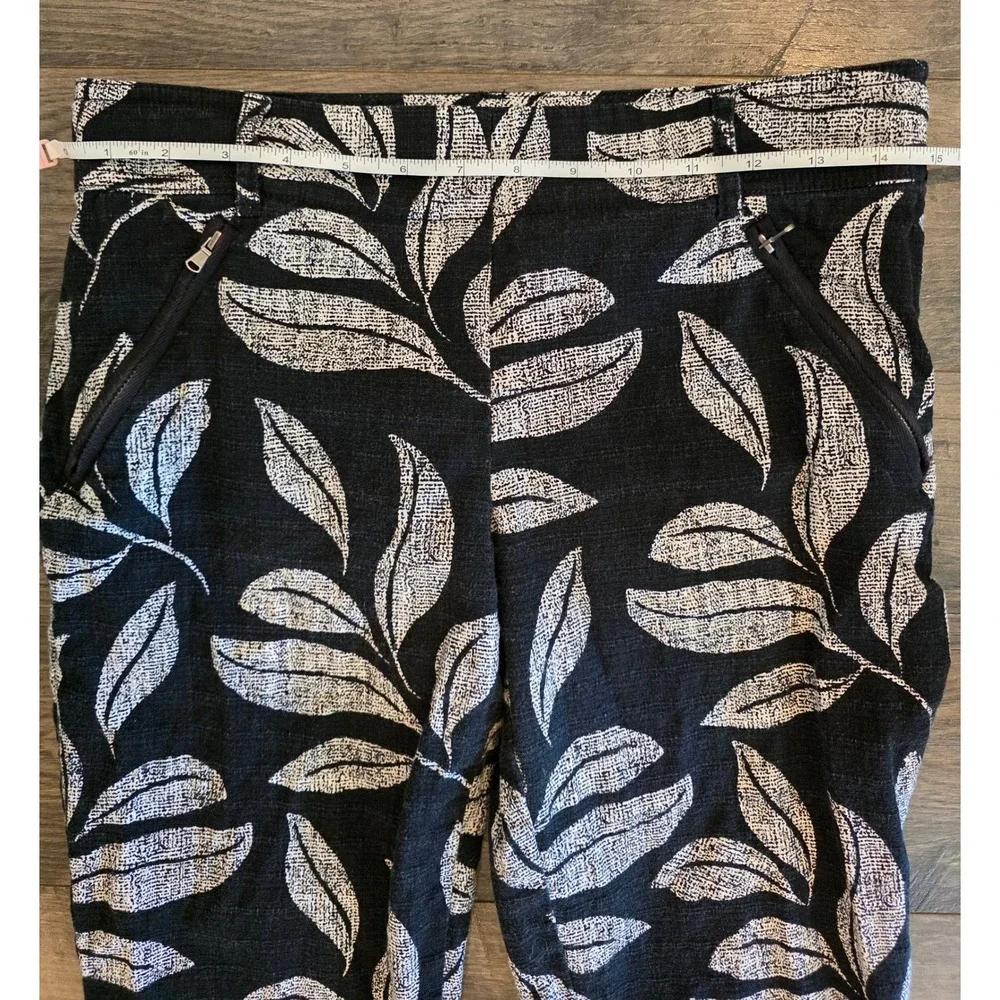 Women's sz 15 W Slim Cartonnier Anthropologie Charlie Trouser Pants Leaf Print